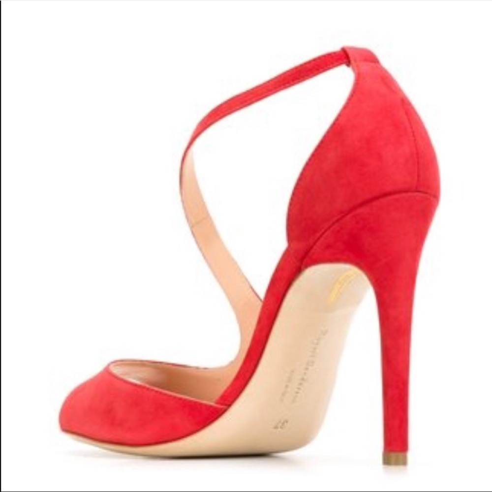Rupert Sanderson Italian Made Red Suede Party Heel - Picture 4 of 4